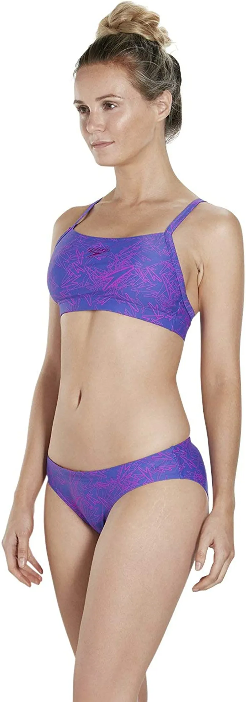 Speedo Women's Boom Allover 2 Piece Swimsuit Purple/Pink 28-3